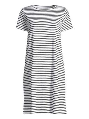 Vince Camuto T Shirt Midi Dress Black White Breton Stripe Women’s Size Small